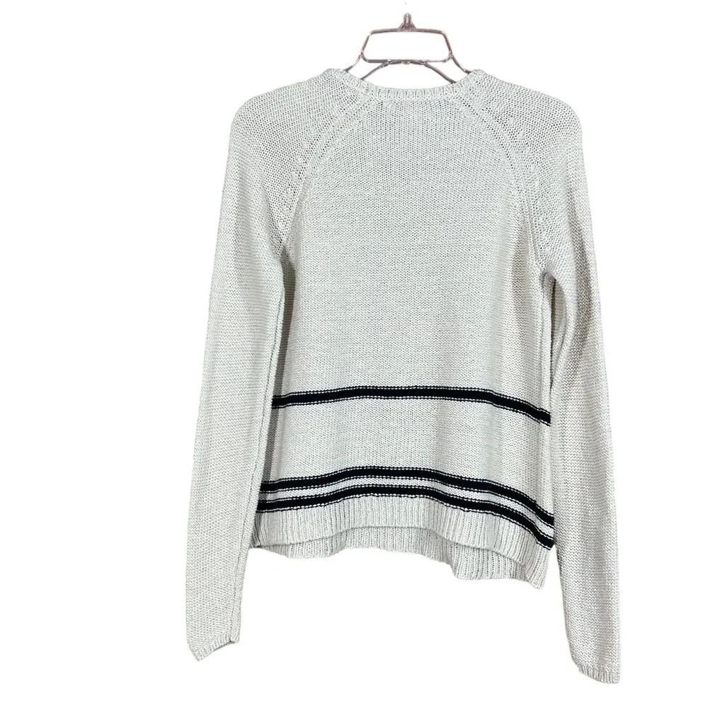 Magaschoni Cream Black Stripe Cotton Blend Sweater Size XS - Picture 3 of 8